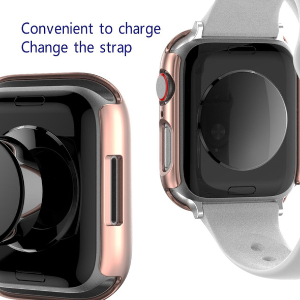 2 in 1 PC Frame + Tempered Glass Protector Case - Apple Watch Series 7 41mm(Rose Gold)