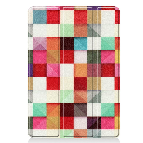 iPad 10.2 2021 / 2020 / 2019 Colored Drawing Horizontal Flip Leather Case with Three-folding Holder & Sleep / Wake-up Function(Magic Cube)