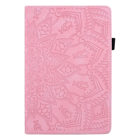 Xiaomi Mi Pad 5 / 5 Pro Calf Pattern Double Folding Design Embossed Leather Case with Holder & Card Slots & Pen Slot & Elastic Band(Pink)