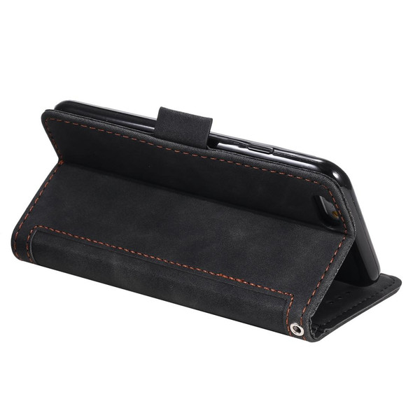 iPhone SE 2022 / SE 2020 / 8 / 7 Retro Splicing Horizontal Flip Leather Case with Card Slots & Holder & Wallet(Black)