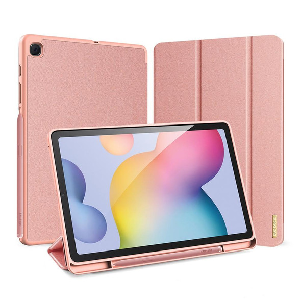 Galaxy Tab S6 Lite 10.4 inch DUX DUCIS Domo Series Horizontal Flip Magnetic PU Leather Case with Three-folding Holder & Pen Slot(Pink)