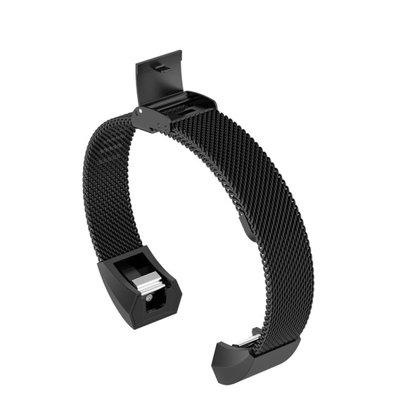 Fitbit Alta / Alta HR / ACE Watch Button Mesh Metal Replacement Strap Watchband, Size:L(Black)
