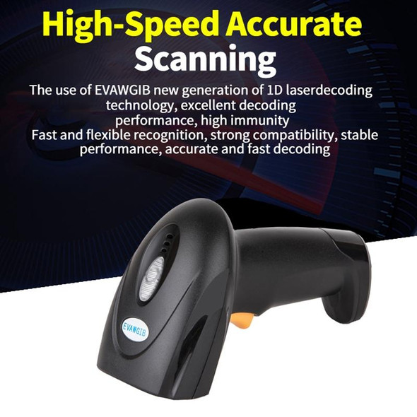 EVAWGIB Handheld USB Barcode Laser Scanner, Model: DL-J08 1D Wired