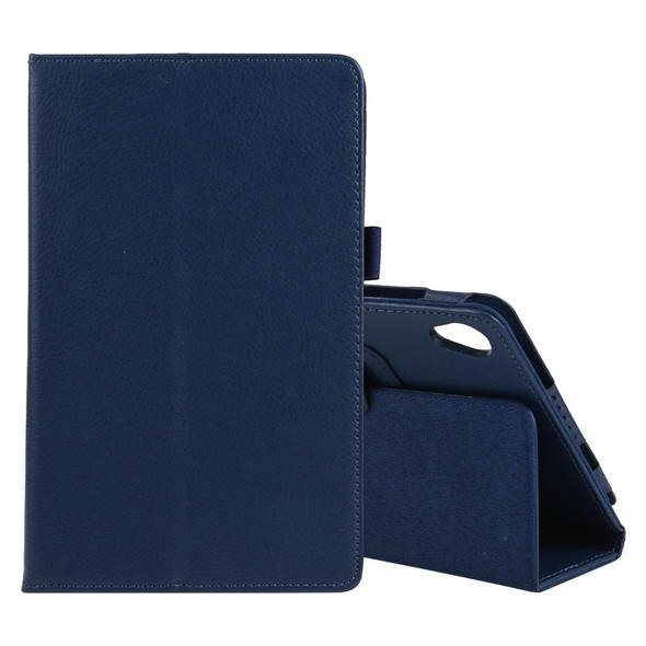 Lenovo Tab M8 Litchi Texture Solid Color Horizontal Flip Leather Case with Holder & Pen Slot(Dark Blue)