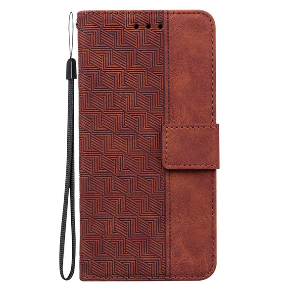 Geometric Embossed Leather Phone Case - iPhone XR(Brown)