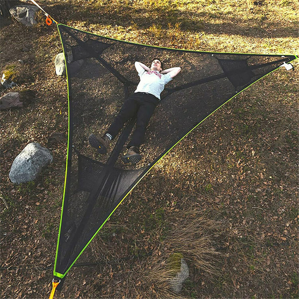 2.8m Family Outdoor Portable Aerial Tent Multi-person Camping Triangle Hammock(Black )