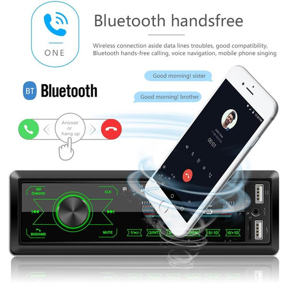 A2818 Car Bluetooth Speakerphone Car MP3 Player Function Touch Double U Disk Colorful Lights Radio, Specification: Standard