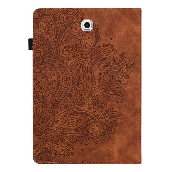 Samsung Galaxy Tab S2 9.7 T815 Peacock Embossed Pattern TPU + PU Horizontal Flip Leather Case with Holder & Card Slots & Wallet(Brown)