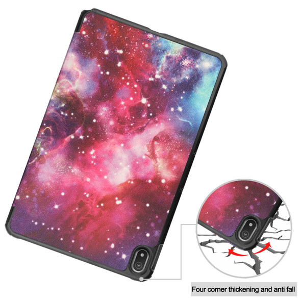 Nokia T20 Painted Leather Tablet Case with 3-Fold Holder(Milky Way)