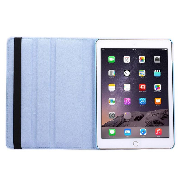 360 Degree Rotation Litchi Texture Flip Leatherette Case with 2 Gears Holder for iPad Air 2(Blue)