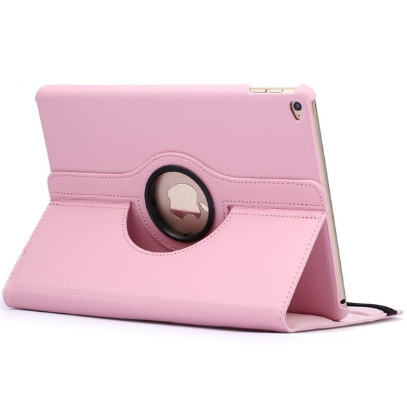 360 Degree Rotation Litchi Texture Flip Leatherette Case with 2 Gears Holder for iPad Air 2(Pink)