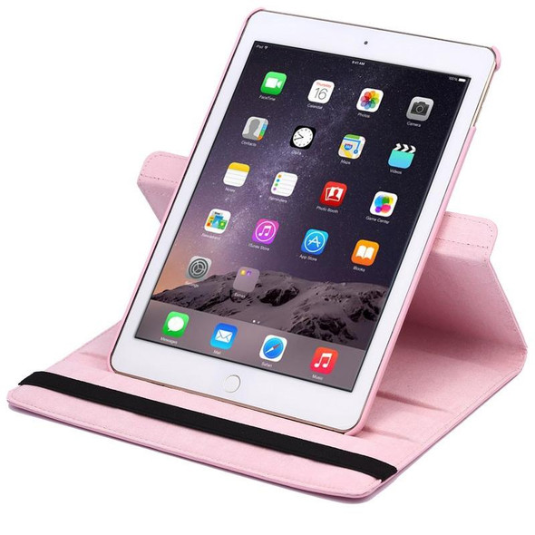 360 Degree Rotation Litchi Texture Flip Leatherette Case with 2 Gears Holder for iPad Air 2(Pink)