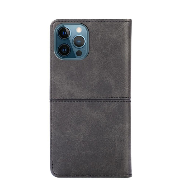 Cow Texture Magnetic Horizontal Flip Leatherette Case with Holder & Card Slots - iPhone 13 Pro(Black)