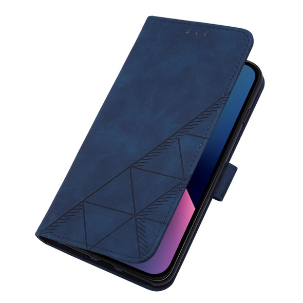 Crossbody 3D Embossed Flip Leatherette Phone Case - iPhone 13(Blue)