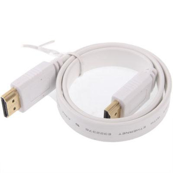 1.4 VersionGold Plated HDMI to HDMI 19Pin Flat Cable, Support Ethernet, 3D, 1080P, HD TV / Video / Audio etc, Length: 0.5m  (White)