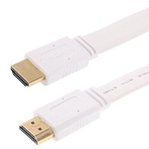 1.4 VersionGold Plated HDMI to HDMI 19Pin Flat Cable, Support Ethernet, 3D, 1080P, HD TV / Video / Audio etc, Length: 0.5m  (White)
