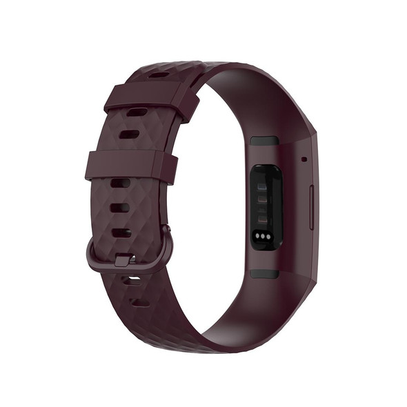 Color Buckle TPU Wrist Strap Watch Band for Fitbit Charge 4 / Charge 3 / Charge 3 SE, Size: S(Rosewood)