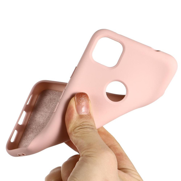 Google Pixel 4a Pure Color Liquid Silicone Shockproof Full Coverage Case(Pink)