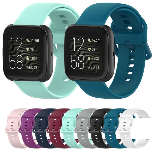 23mm Color Buckle Silicone Wrist Strap Watch Band for Fitbit Versa 2 / Versa / Versa Lite / Blaze, Size: S(White)