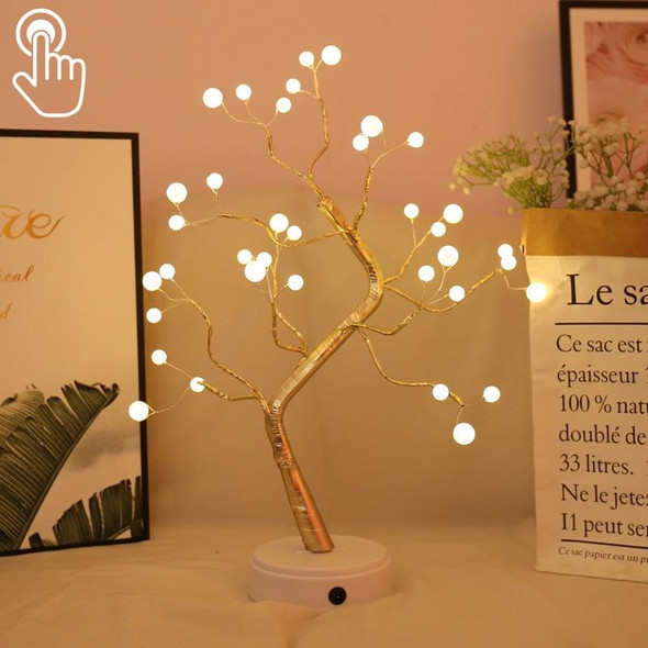 36 LEDs Pearl Tree Copper Wire Table Lamp Creative Decoration Touch Control Night Light (Warm White Light) 