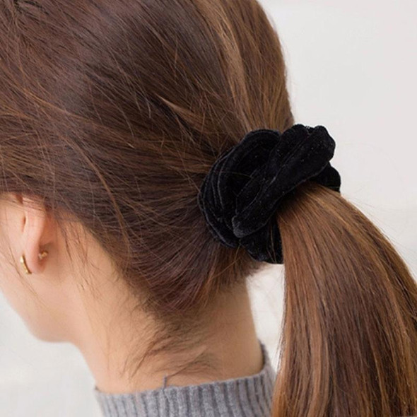 5 PCS Velvet Solid Color Elastic Hair Bands Ponytail Holder Scrunchies Tie Hair Rubber Band Headband(Coffee)