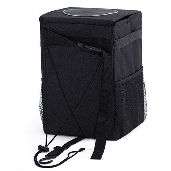 With Cover Car Trash Can Foldable Car Chair Back Trash Can Waterproof Box, Size: 15 x 15 x 25cm(Black)