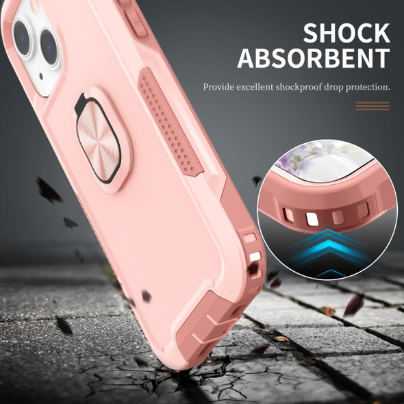 3 in 1 PC + TPU Phone Case with Ring Holder - iPhone 13(Pink)