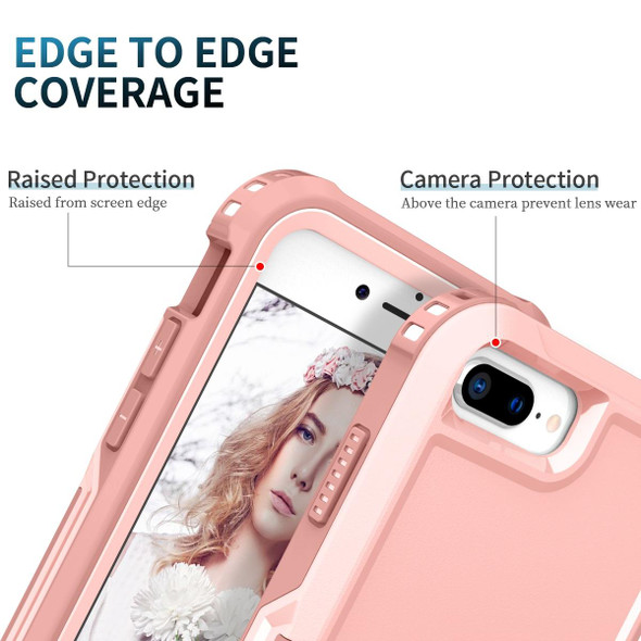 3 in 1 PC + TPU Phone Case with Ring Holder - iPhone 8 Plus & 7 Plus(Pink)