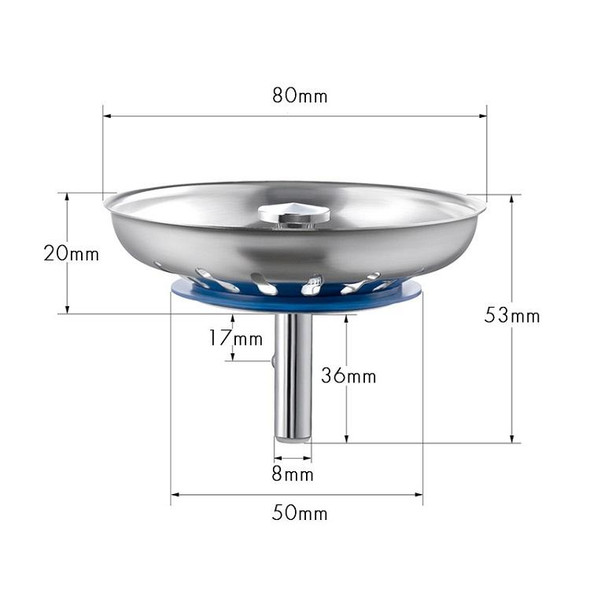 Stainless Steel 304 Washbasin Sink Filter Cover(Bright)