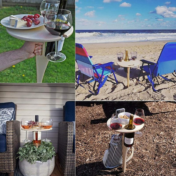 Outdoor Portable Folding Wine Table Outdoor Beach Table, Colour: Double Layer Wood Color