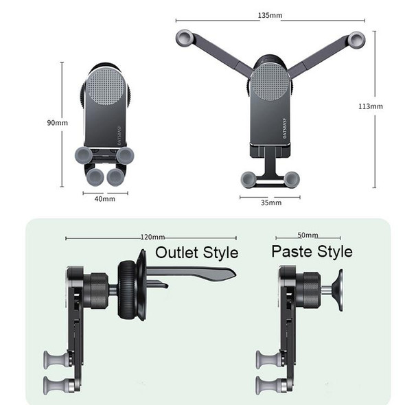 Oatsbasf Car Gravity Metal Bracket Scalable and Stable Mobile Phone Bracket Folding Screen Mobile Phone Exclusive Car Bracket(Paste Black )