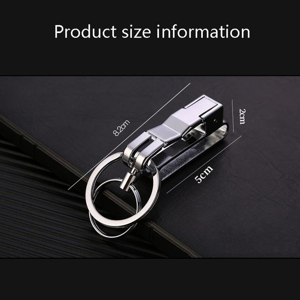 JOBON ZB-8782 Car Keychain Men Metal Anti-Lost Double Ring Detachable Keychain(Black Nickel)