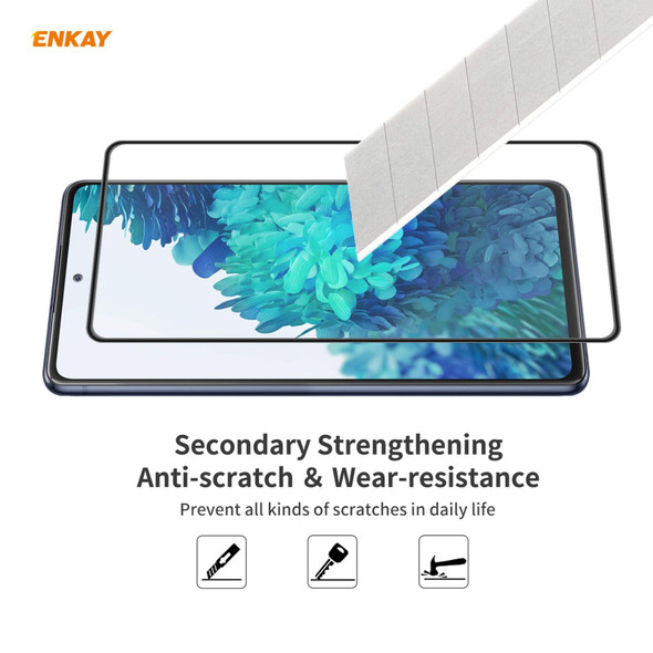 Samsung Galaxy S20 FE 5G 2PCS ENKAY Hat-Prince Anti-drop Full Glue Tempered Glass Full Screen Film Anti-fall Protector