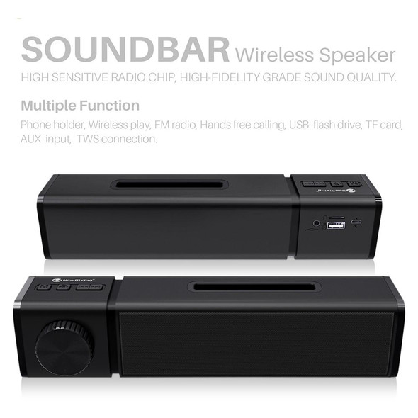 New Rixing NR4023 TWS Wireless Stereo Bluetooth Speaker, Support TF Card & MP3 & FM & Hands-free Call & 3.5mm AUX(Black)