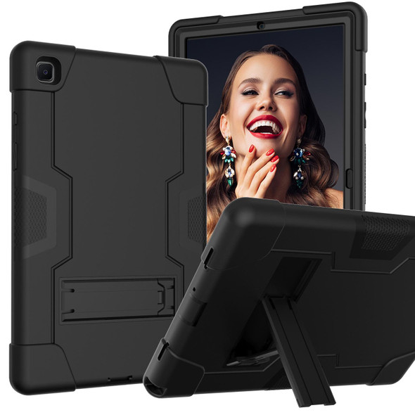 Samsung Galaxy Tab A7 10.4 (2020) T500 Contrast Color Robot Shockproof Silicon + PC Protective Case with Holder(Black)