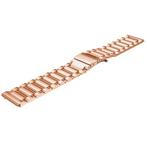 20mm Three Flat Buckle Stainless Steel Replacement Watchband for Samsung Galaxy Watch Active 2 / Amazfit GTS 2(Rose Gold)