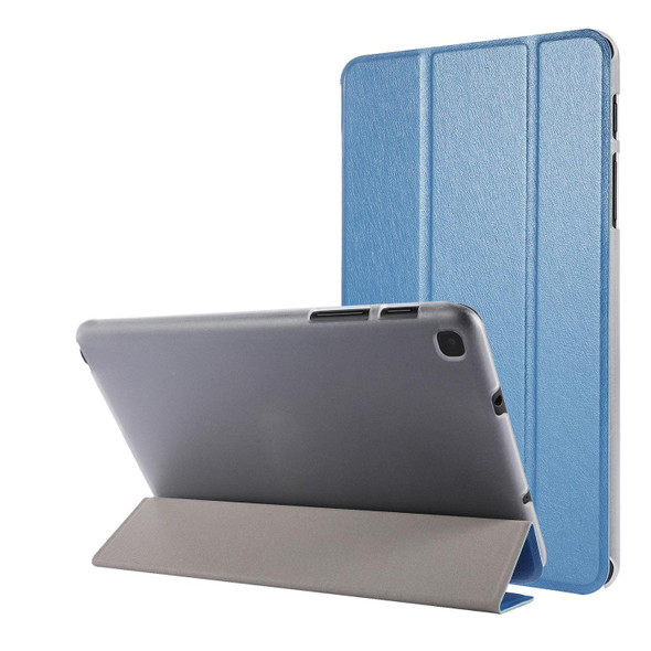 Silk Texture Three-fold Horizontal Flip Leather Case with Holder - Samsung Galaxy Tab A7 Lite 8.7 T220 / T225(Blue)