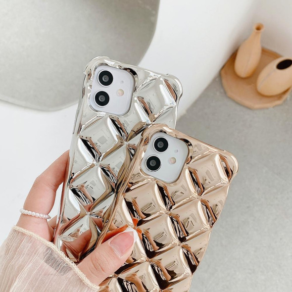 Elegant Rhombic Texture Electroplated TPU Phone Case - iPhone 11 Pro Max(Rose Gold)