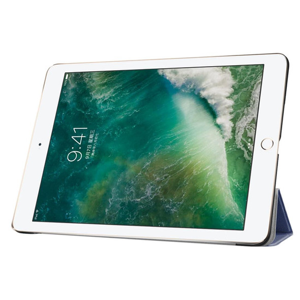 iPad 9.7 (2018) & iPad 9.7 (2017) Custer Texture Horizontal Flip Leather Case with Three-folding Holder & Sleep / Wake-up Function(Dark Blue)