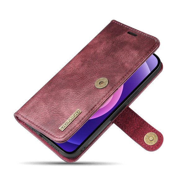 DG.MING Crazy Horse Texture Flip Detachable Magnetic Leatherette Case with Holder & Card Slots & Wallet - iPhone 13(Red)