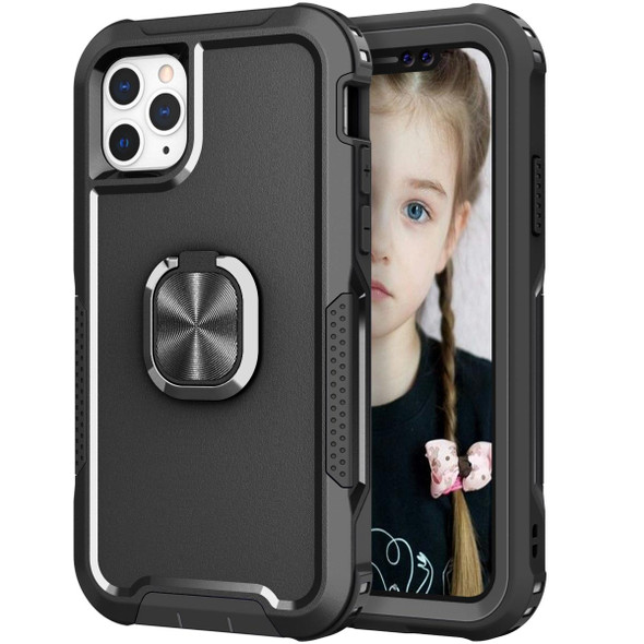 3 in 1 PC + TPU Phone Case with Ring Holder - iPhone 11 Pro Max(Black)