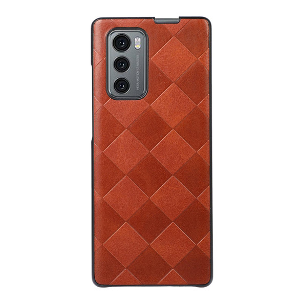 LG Wing 5G Weave Plaid PU Phone Case(Brown)