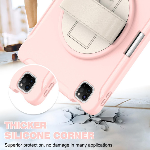 360 Rotation PC + TPU ablet Case with Holder & Strap - iPad Air 2020 / 2022 10.9 / Pro 11 2021 / 2020 / 2018(Cherry Blossoms Pink)