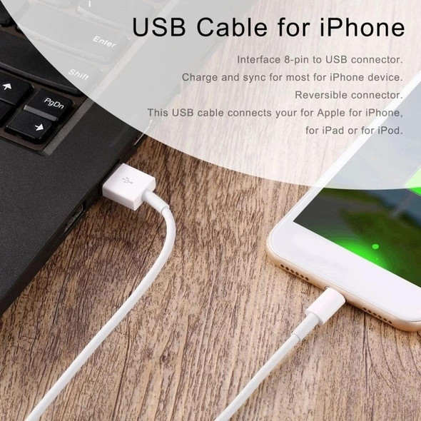 12W USB Charger + USB to 8 Pin Data Cable for iPad / iPhone / iPod Series, UK Plug