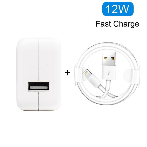 12W USB Charger + USB to 8 Pin Data Cable for iPad / iPhone / iPod Series, UK Plug