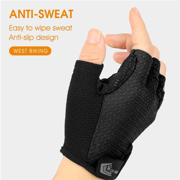 WEST BIKING YP0211218 Cycling Breathable Short Gloves Non-Slip Half Finger Gloves, Size: L(Black)