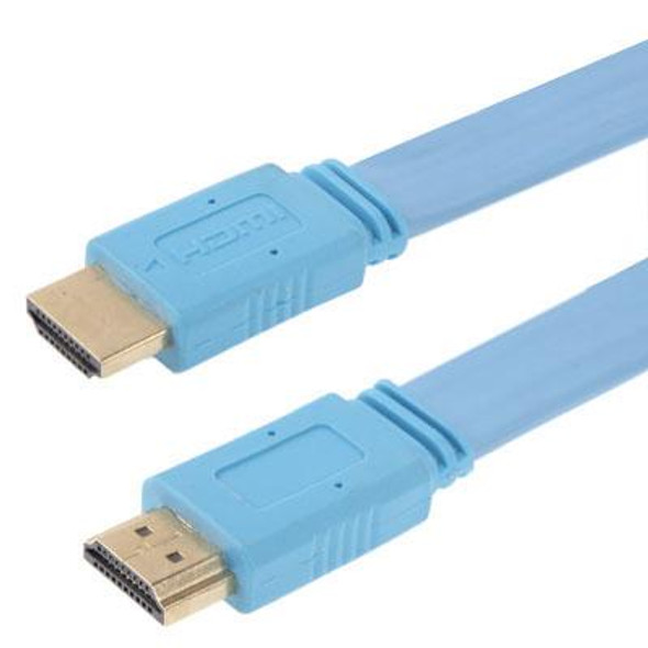 1.4 Version Gold Plated HDMI to HDMI 19Pin Flat Cable, Support Ethernet, 3D, 1080P, HD TV / Video / Audio etc, Length: 0.5m(Blue)