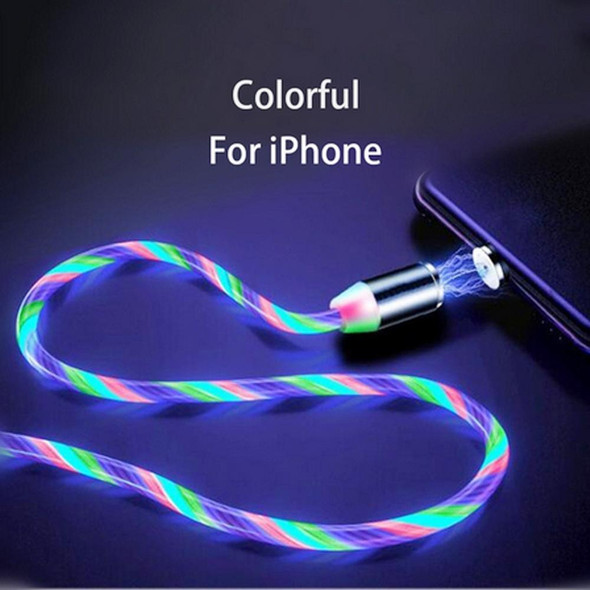 USB to 8 Pin Magnetic Suction Colorful Streamer Mobile Phone Charging  Cable, Length: 1m(Color Light)