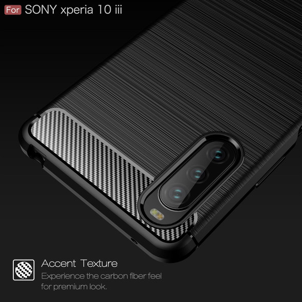 Sony Xperia 10 III Brushed Texture Carbon Fiber TPU Case(Black)