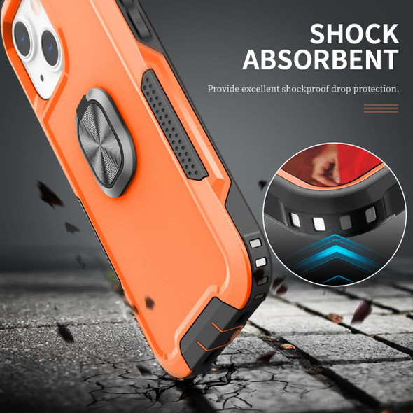3 in 1 PC + TPU Phone Case with Ring Holder - iPhone 13(Orange)